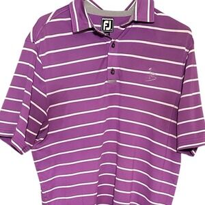 FootJoy Mens Athletic Fit Golf Polo Shirt Purple White Striped Arnold Palmer L